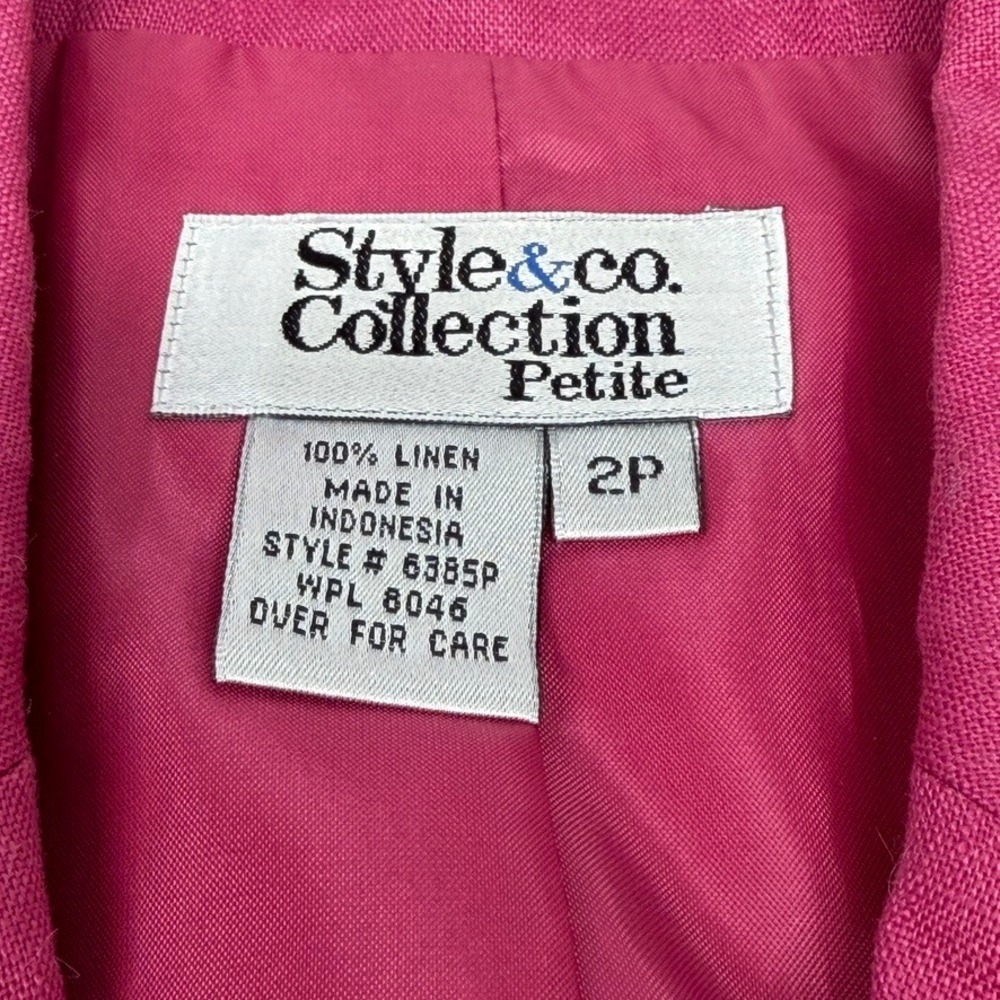 Style & Co Petite 2P Linen Blazer Pink Tailored Lightweight Jacket - Picture 3 of 5